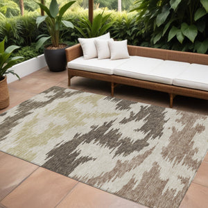 Homeroots 3'' Black Gray Silver Abstract Washable Area Rug For Indoor Outdoor Spaces, Stain Resistant Design 9' X 12' Polyester 584546