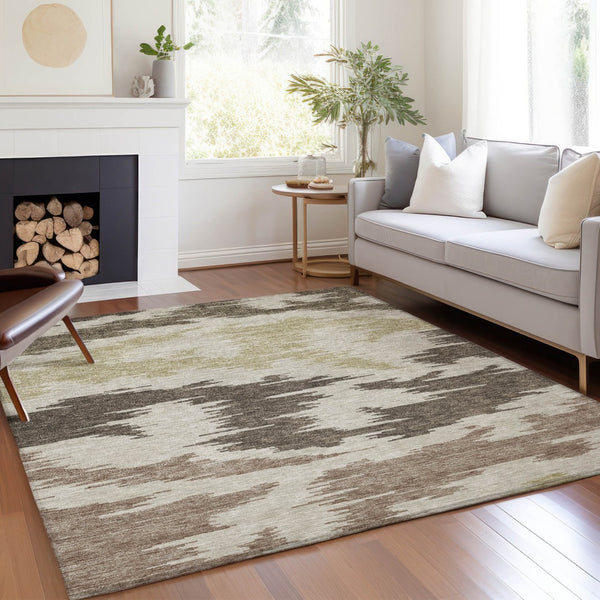 Homeroots 3'' Black Gray Silver Abstract Washable Area Rug For Indoor Outdoor Spaces, Stain Resistant Design 10' X 14' Polyester 584547