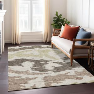 Homeroots 3'' Black Gray Silver Abstract Washable Area Rug For Indoor Outdoor Spaces, Stain Resistant Design 10' X 14' Polyester 584547