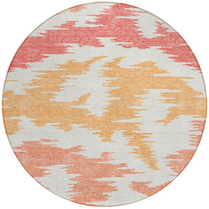 Homeroots 3'' Black Gray Silver Abstract Washable Area Rug For Indoor Outdoor Spaces, Stain Resistant Design 8' Round Polyester 584550