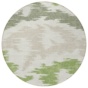 Homeroots 3'' Black Gray Silver Abstract Washable Area Rug For Indoor Outdoor Spaces, Stain Resistant Design 8' Round Polyester 584556