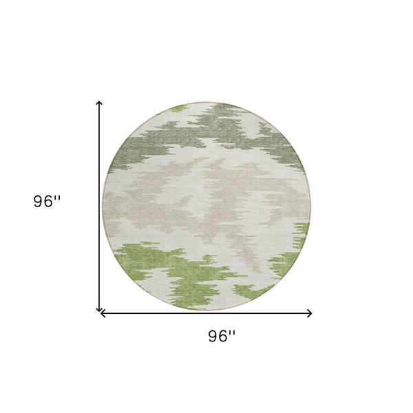 Homeroots 3'' Black Gray Silver Abstract Washable Area Rug For Indoor Outdoor Spaces, Stain Resistant Design 8' Round Polyester 584556