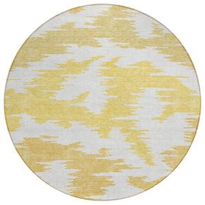 HomeRoots 5' Abstract Washable Indoor Outdoor Area Rug in Gold Beige & Wheat – Durable & Easy-Care Design 8' Round 584562