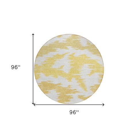 Homeroots 3'' Black Gray Silver Abstract Washable Area Rug For Indoor Outdoor Spaces, Stain Resistant Design 8' Round Polyester 584562