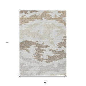 Homeroots 3'' Black Gray Silver Abstract Washable Area Rug For Indoor Outdoor Spaces, Stain Resistant Design 5' X 8' Polyester 584567