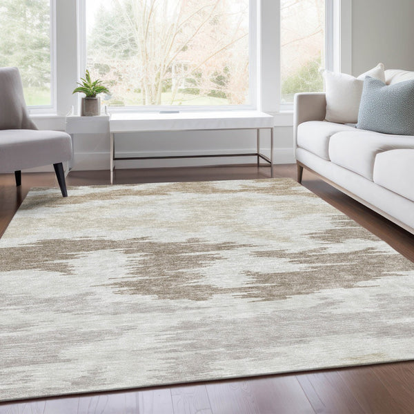 Homeroots 3'' Black Gray Silver Abstract Washable Area Rug For Indoor Outdoor Spaces, Stain Resistant Design 5' X 8' Polyester 584567