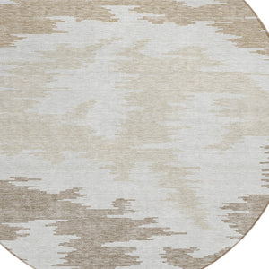 Homeroots 3'' Black Gray Silver Abstract Washable Area Rug For Indoor Outdoor Spaces, Stain Resistant Design 8' Round Polyester 584568