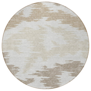 Homeroots 3'' Black Gray Silver Abstract Washable Area Rug For Indoor Outdoor Spaces, Stain Resistant Design 8' Round Polyester 584568