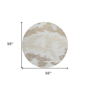 Homeroots 3'' Black Gray Silver Abstract Washable Area Rug For Indoor Outdoor Spaces, Stain Resistant Design 8' Round Polyester 584568