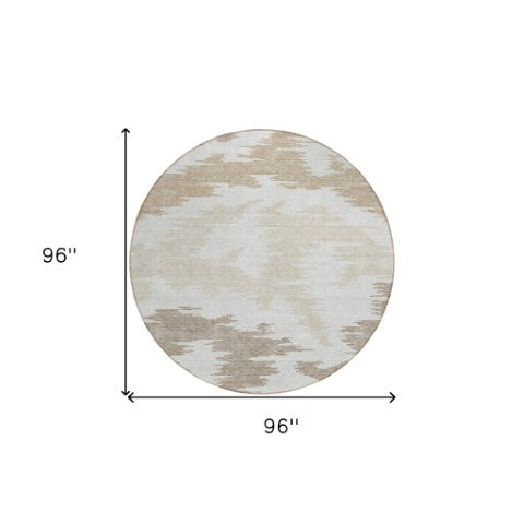 Homeroots 3'' Black Gray Silver Abstract Washable Area Rug For Indoor Outdoor Spaces, Stain Resistant Design 8' Round Polyester 584568