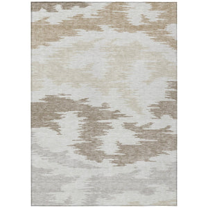 HomeRoots 5' Contemporary Abstract Area Rug in Ivory, Beige, and Brown – Washable for Indoor/Outdoor Use 10' X 14' 584571