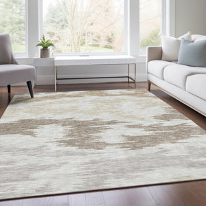 Homeroots 3'' Black Gray Silver Abstract Washable Area Rug For Indoor Outdoor Spaces, Stain Resistant Design 10' X 14' Polyester 584571