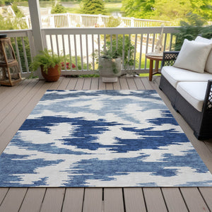 Homeroots 3'' Black Gray Silver Abstract Washable Area Rug For Indoor Outdoor Spaces, Stain Resistant Design 8' X 10' Polyester 584575