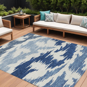 Homeroots 3'' Black Gray Silver Abstract Washable Area Rug For Indoor Outdoor Spaces, Stain Resistant Design 10' X 14' Polyester 584577