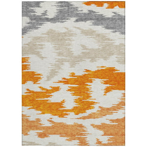 HomeRoots 5' Vibrant Abstract Washable Indoor Outdoor Area Rug – Modern Orange, Beige, and Ivory Design 5' X 8' 584579