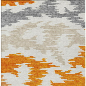 HomeRoots 5' Vibrant Abstract Washable Indoor Outdoor Area Rug – Modern Orange, Beige, and Ivory Design 5' X 8' 584579