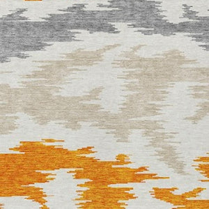 HomeRoots 5' Vibrant Abstract Washable Indoor Outdoor Area Rug – Modern Orange, Beige, and Ivory Design 8' X 10' 584581