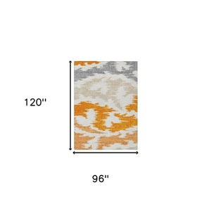 HomeRoots 5' Vibrant Abstract Washable Indoor Outdoor Area Rug – Modern Orange, Beige, and Ivory Design 8' X 10' 584581