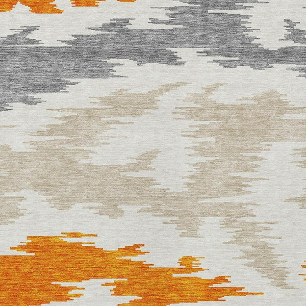 HomeRoots 5' Vibrant Abstract Washable Indoor Outdoor Area Rug – Modern Orange, Beige, and Ivory Design 9' X 12' 584582