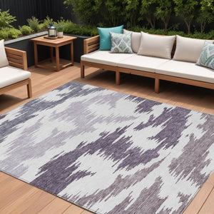 Homeroots 3'' Black Gray Silver Abstract Washable Area Rug For Indoor Outdoor Spaces, Stain Resistant Design 8' X 10' Polyester 584587