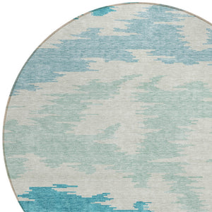 Homeroots 3'' Black Gray Silver Abstract Washable Area Rug For Indoor Outdoor Spaces, Stain Resistant Design 8' Round Polyester 584592