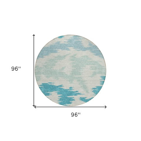 Homeroots 3'' Black Gray Silver Abstract Washable Area Rug For Indoor Outdoor Spaces, Stain Resistant Design 8' Round Polyester 584592