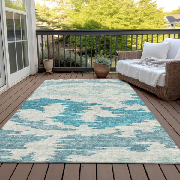 Homeroots 3'' Black Gray Silver Abstract Washable Area Rug For Indoor Outdoor Spaces, Stain Resistant Design 10' X 14' Polyester 584595