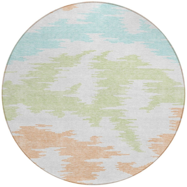 Homeroots 3'' Black Gray Silver Abstract Washable Area Rug For Indoor Outdoor Spaces, Stain Resistant Design 8' Round Polyester 584598