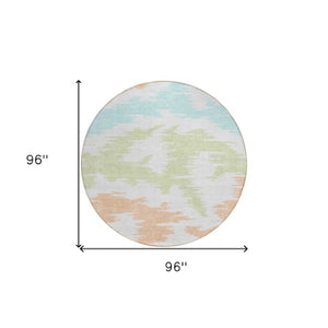 Homeroots 3'' Black Gray Silver Abstract Washable Area Rug For Indoor Outdoor Spaces, Stain Resistant Design 8' Round Polyester 584598