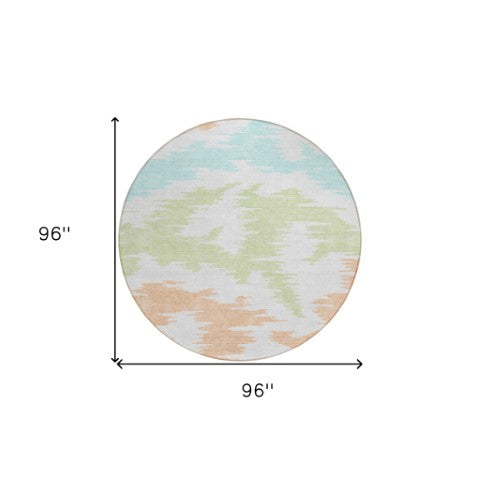 Homeroots 3'' Black Gray Silver Abstract Washable Area Rug For Indoor Outdoor Spaces, Stain Resistant Design 8' Round Polyester 584598