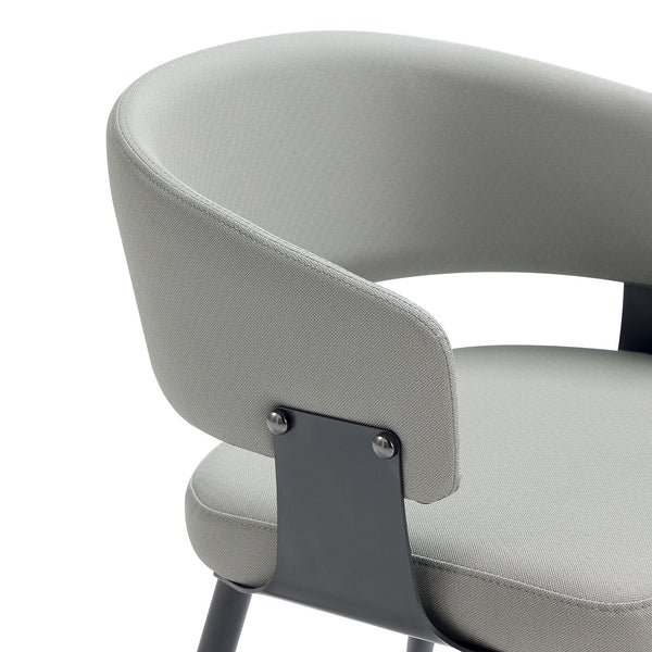 English Elm Luce Metal Textured Vegan Leather Dining Chair with Curved Back, Foam Seat, Commercial Grade Durability Stone Gray B365P397721