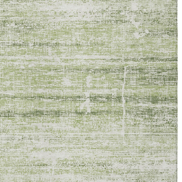 HomeRoots 5' Stylish Artichoke Green and Ivory Abstract Washable Indoor-Outdoor Area Rug for Modern Spaces 5' X 8' 584603