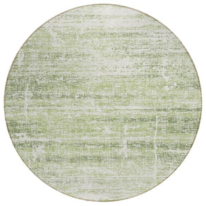 HomeRoots 5' Stylish Artichoke Green and Ivory Abstract Washable Indoor-Outdoor Area Rug for Modern Spaces 8' Round 584604