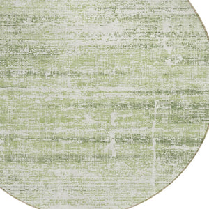HomeRoots 5' Stylish Artichoke Green and Ivory Abstract Washable Indoor-Outdoor Area Rug for Modern Spaces 8' Round 584604