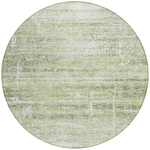HomeRoots 5' Stylish Artichoke Green and Ivory Abstract Washable Indoor-Outdoor Area Rug for Modern Spaces 8' Round 584604