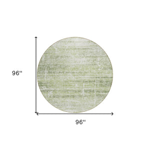 HomeRoots 5' Stylish Artichoke Green and Ivory Abstract Washable Indoor-Outdoor Area Rug for Modern Spaces 8' Round 584604