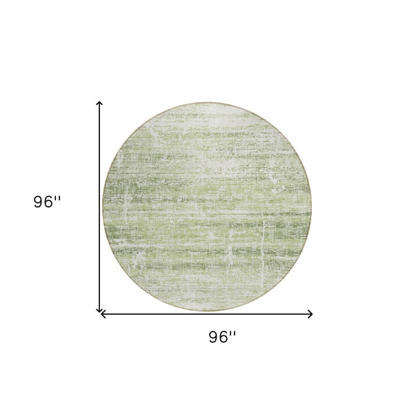 HomeRoots 5' Stylish Artichoke Green and Ivory Abstract Washable Indoor-Outdoor Area Rug for Modern Spaces 8' Round 584604