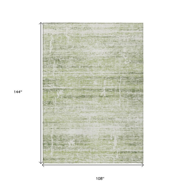 HomeRoots 9' Artichoke Green Abstract Area Rug - Stylish, Washable, Durable for Indoor & Outdoor Use, Easy Care 9' X 12' 584606