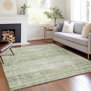 HomeRoots 9' Artichoke Green Abstract Area Rug - Stylish, Washable, Durable for Indoor & Outdoor Use, Easy Care 9' X 12' 584606