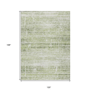 HomeRoots 5' Stylish Artichoke Green and Ivory Abstract Washable Indoor-Outdoor Area Rug for Modern Spaces 10' X 14' 584607