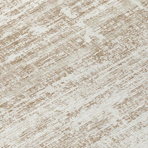 HomeRoots 5' Modern Abstract Washable Area Rug in Beige, Taupe & Ivory for Indoor & Outdoor Spaces 8' Round 584610