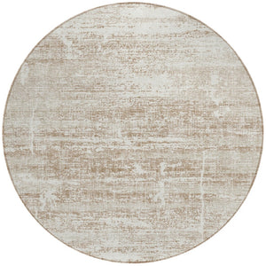 HomeRoots 5' Modern Abstract Washable Area Rug in Beige, Taupe & Ivory for Indoor & Outdoor Spaces 8' Round 584610