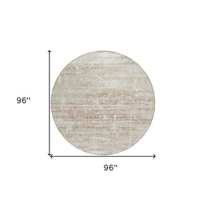 HomeRoots 5' Modern Abstract Washable Area Rug in Beige, Taupe & Ivory for Indoor & Outdoor Spaces 8' Round 584610