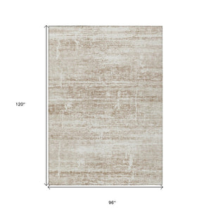 HomeRoots 5' Modern Abstract Washable Area Rug in Beige, Taupe & Ivory for Indoor & Outdoor Spaces 8' X 10' 584611