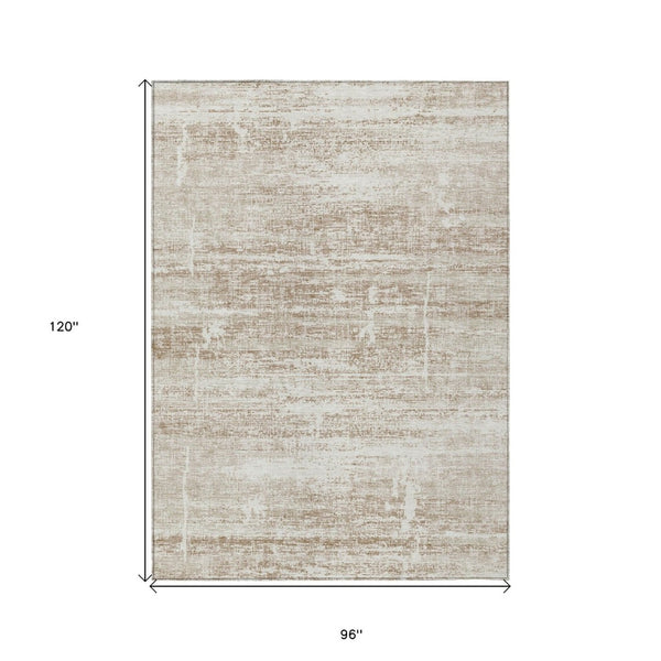 HomeRoots 5' Modern Abstract Washable Area Rug in Beige, Taupe & Ivory for Indoor & Outdoor Spaces 8' X 10' 584611