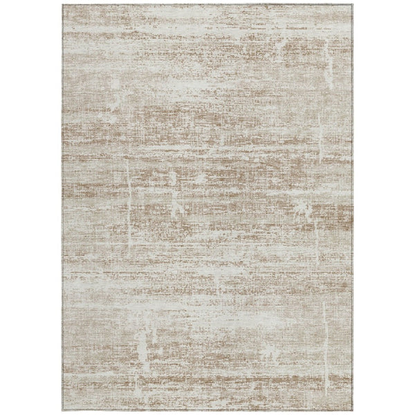 HomeRoots 5' Modern Abstract Washable Area Rug in Beige, Taupe & Ivory for Indoor & Outdoor Spaces 8' X 10' 584611