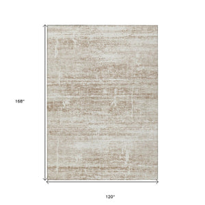 HomeRoots 5' Modern Abstract Washable Area Rug in Beige, Taupe & Ivory for Indoor & Outdoor Spaces 10' X 14' 584613