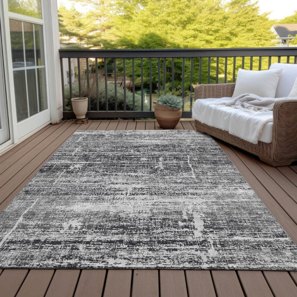 HomeRoots 5' Abstract Washable Area Rug in Black, Gray & Charcoal - Stylish Indoor/Outdoor Decor Solution 5' X 8' 584615