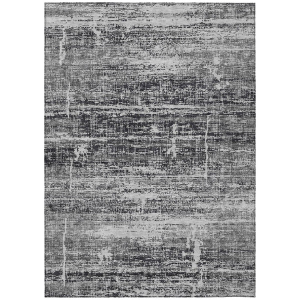 HomeRoots 5' Abstract Washable Area Rug in Black, Gray & Charcoal - Stylish Indoor/Outdoor Decor Solution 5' X 8' 584615