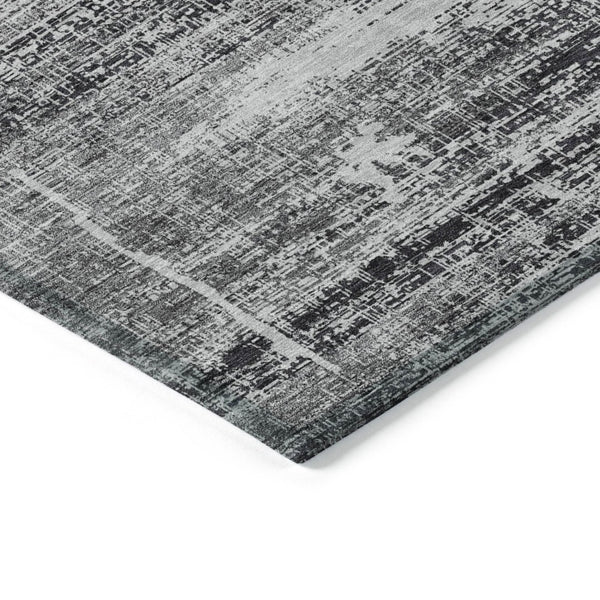 HomeRoots 5' Abstract Washable Area Rug in Black, Gray & Charcoal - Stylish Indoor/Outdoor Decor Solution 5' X 8' 584615